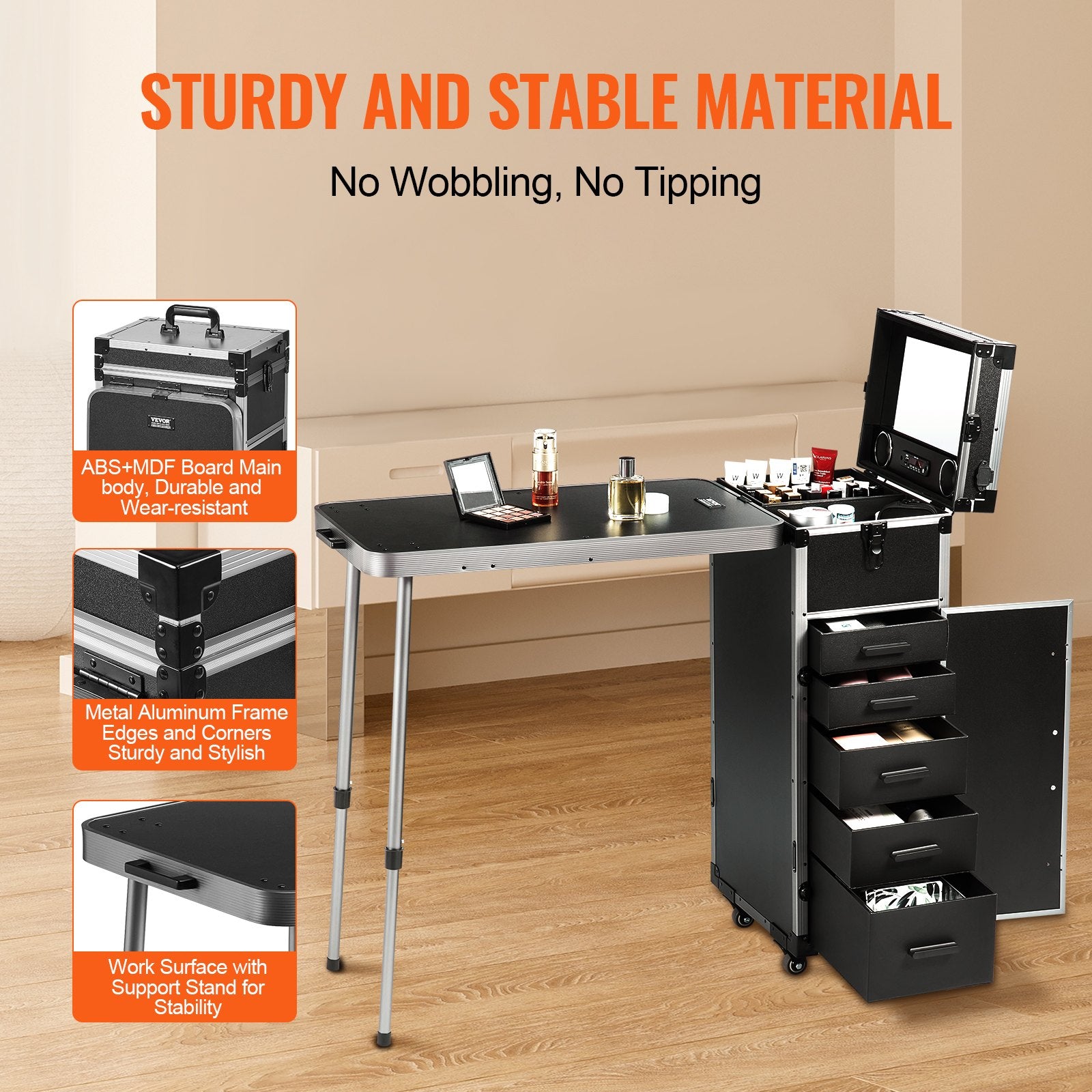 Professional Rolling Makeup Train Case