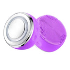 Facial Cleansing Brush with Silicone Surface and LED Light Modes