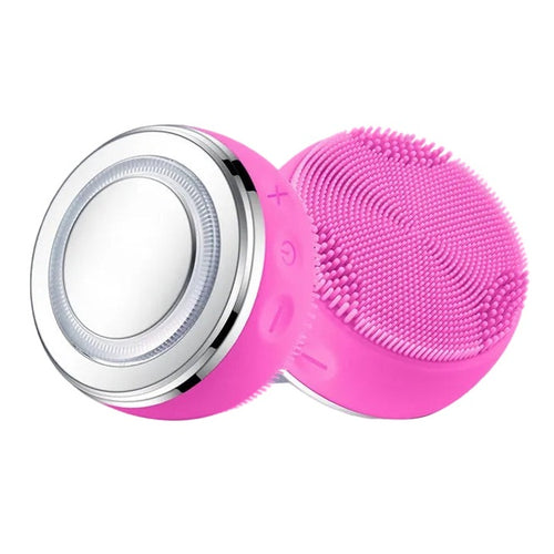 Facial Cleansing Brush with Silicone Surface and LED Light Modes
